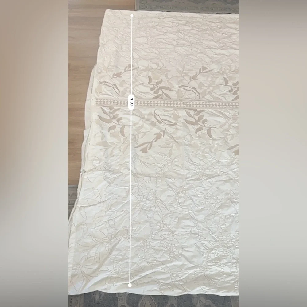 Anthropologie Embroidered Floral Cream Duvet Buttons DVTSU2258A Queen 3